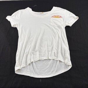C&C California White V-Neck‎ T-Shirt XS 100% Cotton Womens Casual Top